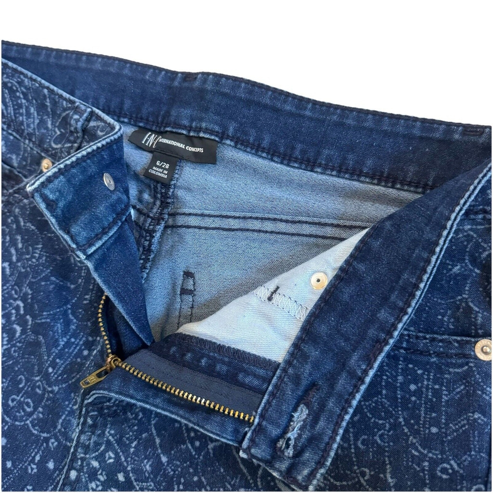 INC Womens Laser Printed Mid Rise Flare Leg Jeans Size:6/28 - Picture 9 of 15